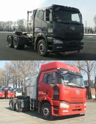 Jiefang Automobile CA4250P66T1A2E24M4 Flat head natural gas semi-trailer tractor