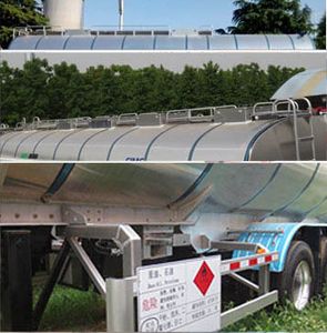 Lingyu  CLY9401GRYK Aluminum alloy flammable liquid tank transport semi-trailer