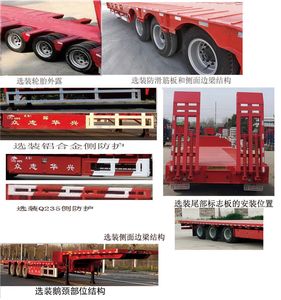 Zhongzhi Huaxing brand automobiles JLQ9402TDP Low flatbed semi-trailer