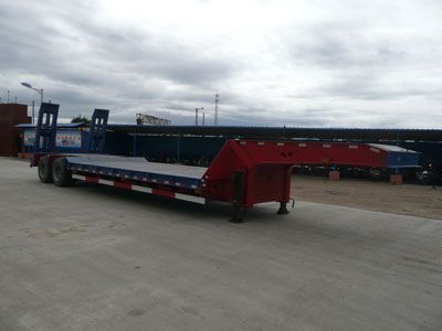 Jijun brand automobiles HJT9340TDP Low flatbed transport semi-trailer