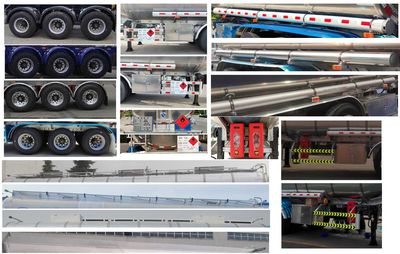 Juntong  JF9401GRY Aluminum alloy flammable liquid tank transport semi-trailer