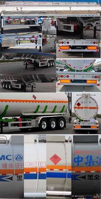 Lingyu  CLY9402GRY52 Aluminum alloy flammable liquid tank transport semi-trailer