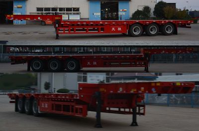 Tianjun Dejin brand automobiles TJV9380TDPL Low flatbed semi-trailer