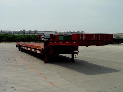 Huajun  ZCZ9498TD Telescopic low flatbed semi-trailer