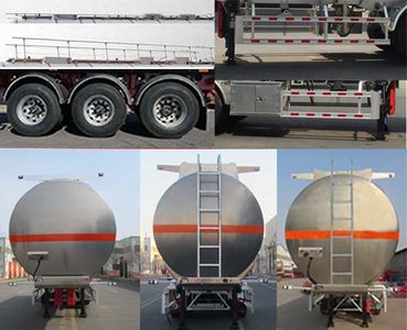 Jining Hongtai brand automobiles NHT9401GRY Aluminum alloy flammable liquid tank transport semi-trailer