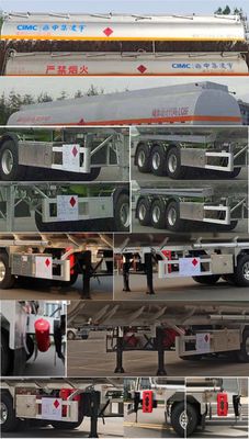 Lingyu  CLY9407GYY2 Aluminum alloy oil transport semi-trailer