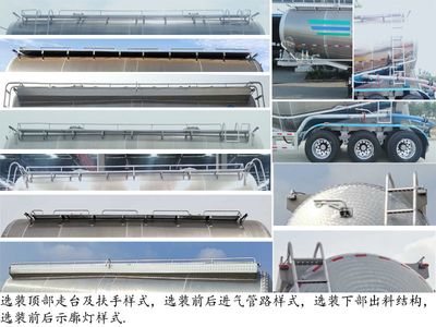 Tonghua  WTY9400GFLLF Aluminum alloy medium density powder material transportation semi-trailer