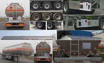 Lingyu  CLY9401GRYP Aluminum alloy flammable liquid tank transport semi-trailer