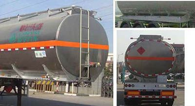 Lingyu  CLY9401GRYW Aluminum alloy flammable liquid tank transport semi-trailer