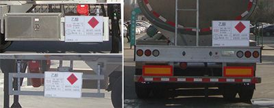 Lingyu  CLY9401GRYW Aluminum alloy flammable liquid tank transport semi-trailer