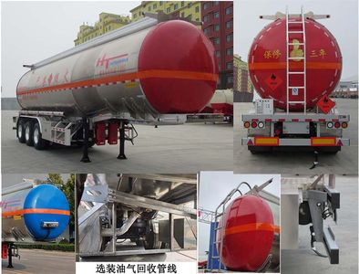 Jining Hongtai brand automobiles NHT9400GRY Aluminum alloy flammable liquid tank transport semi-trailer