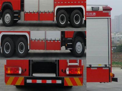 Chuanxiao brand automobiles SXF5291GXFGL110 Dry powder water combined fire truck