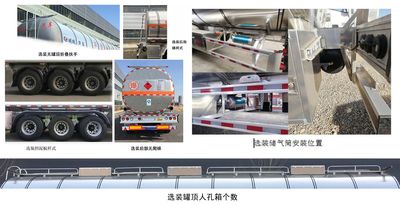 Hehai Mingzhu  MZC9405GRYA Aluminum alloy flammable liquid tank transport semi-trailer