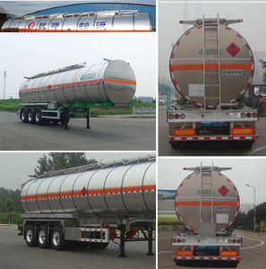 Lingyu  CLY9408GRYH Aluminum alloy flammable liquid tank transport semi-trailer