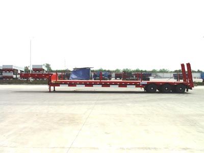 Huajun  ZCZ9288TD Telescopic low flatbed semi-trailer